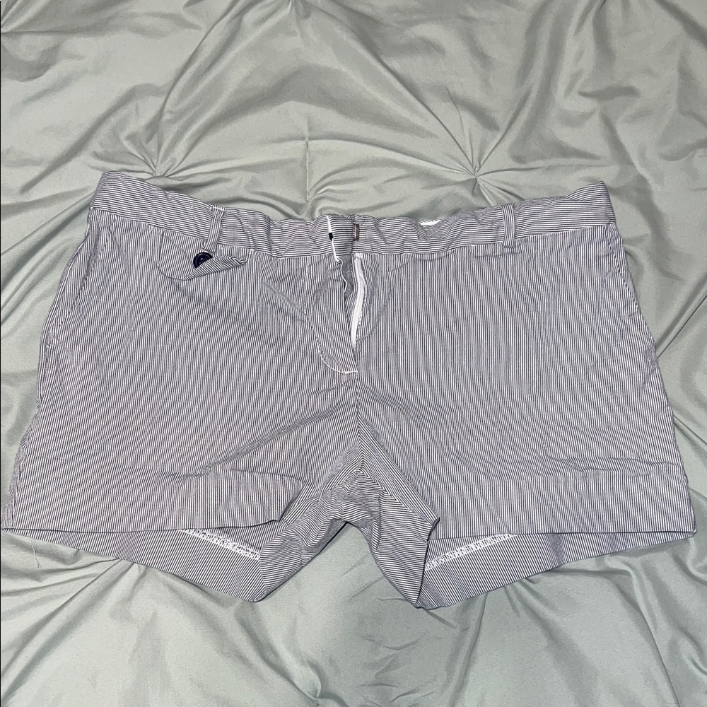 Old Navy White Shorts with Navy Pinstripes
